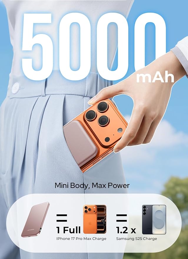 Aobbow Magnetic Portable Charger, 5000mAh Ultra Slim Power Bank, 15W Fast - Image 8
