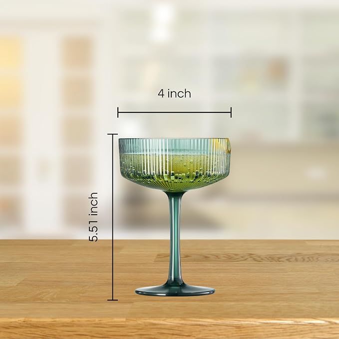 Khen Shatterproof Acrylic Ribbed Vintage Art Deco Martini, Champagne & Cocktail - Image 5
