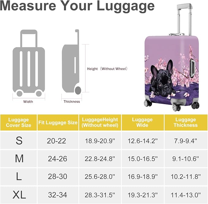 ANNA QUEEN French Bulldog Luggage Cover, Cute Black Dog - Image 5