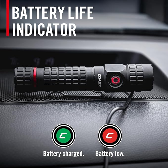 Coast PX200R 2000 Lumen Rechargeable LED Flashlight, Twist Focus, 2-Position - Image 8