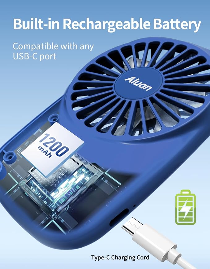 Aluan Handheld Fan Mini Fan Powerful Small Personal Portable Fan Speed - Image 3