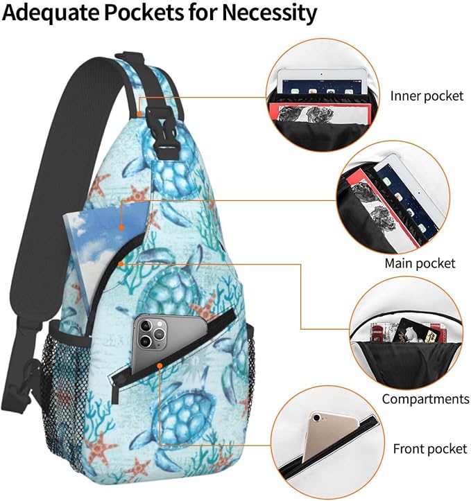 Sea Turtle Sling Backpack for Women Men - Image 4
