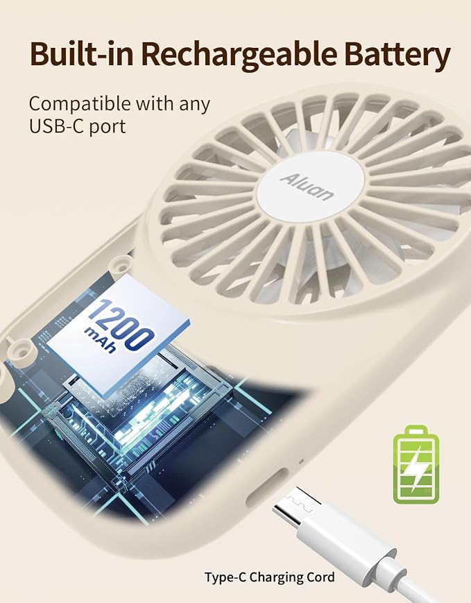 Aluan Handheld Mini Fan Powerful Small Personal Portable Speed Adjustable USB - Image 4