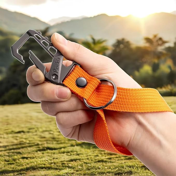 Metal heavy duty key chain carabiner clip bottle opener wrist lanyard ring car - Image 4