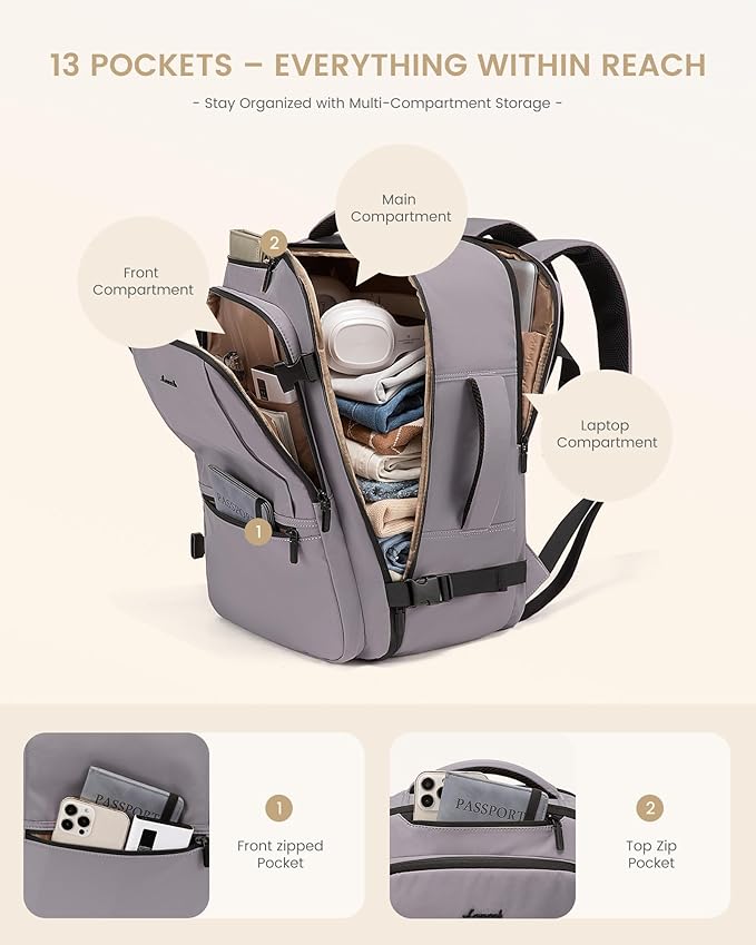 LOVEVOOK Travel Backpack for Women & Men, 50L Large Carry On Backpack Airline - Image 8
