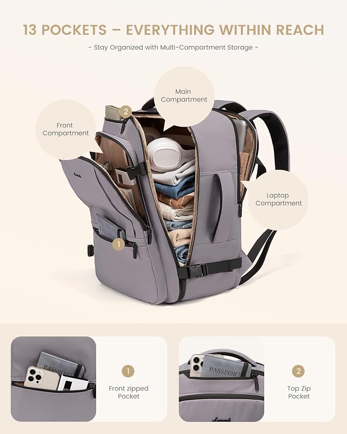 LOVEVOOK Travel Backpack for Women & Men, 40L Large Carry On Backpack Airline - Image 8