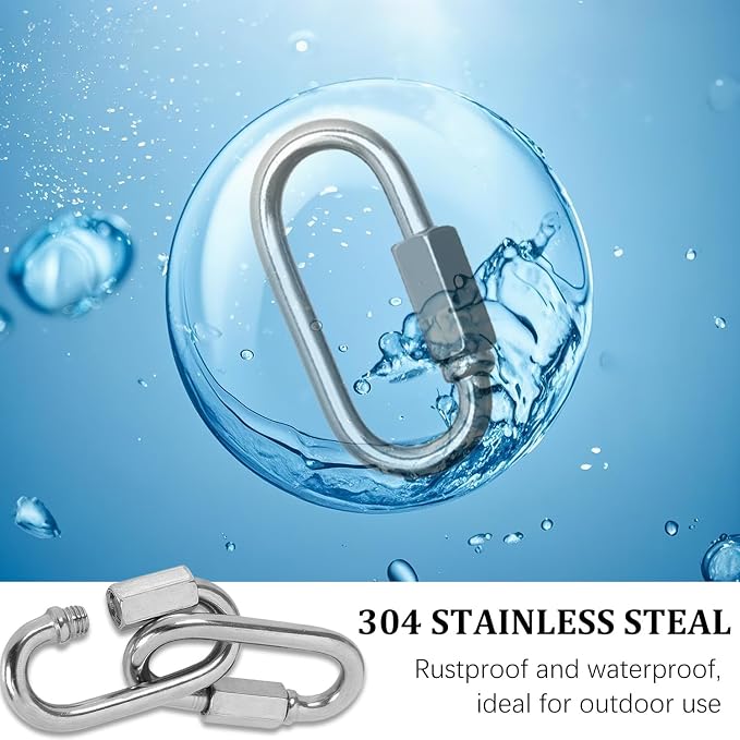 Locking Carabiner Clips, Stainless Steel Spring Snap Hook Locking Carabiner - Image 7