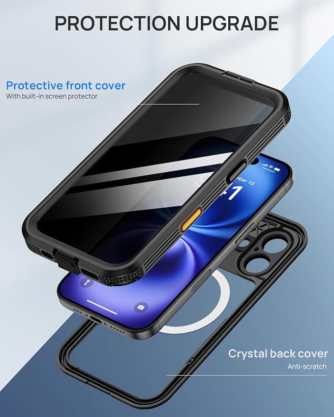 Lanhiem Magnetic for iPhone 16 Waterproof Case, Built-in Privacy Screen - Image 6