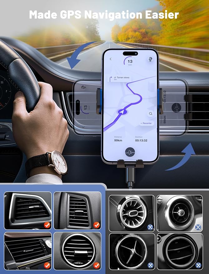 Wireless Car Charger, MOKPR Auto-Clamping Car Mount 15W/10W/7.5W Fast Charging - Image 3