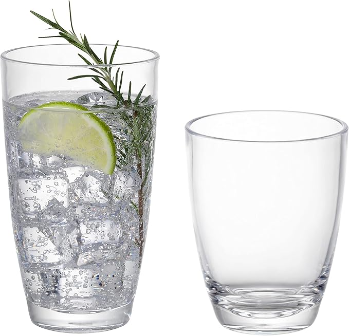 KLIFA- ETON- 15.2 & 20.8 ounce, Acrylic Tumbler & Highball Drinking Glasses Set by KLIFAHome