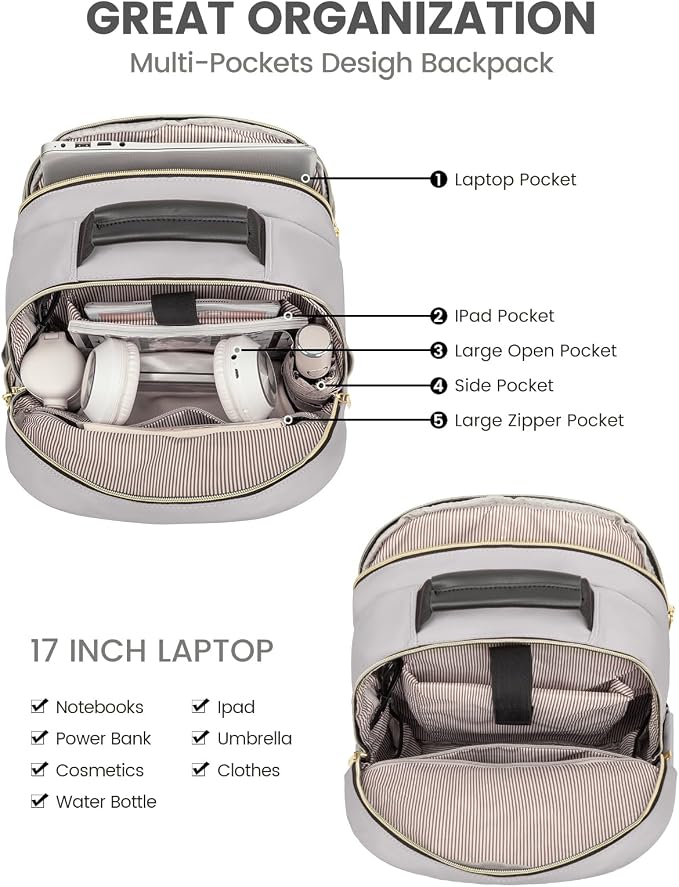 LOVEVOOK Laptop Backpack for Women, Travel Computer Work Bags - Image 3