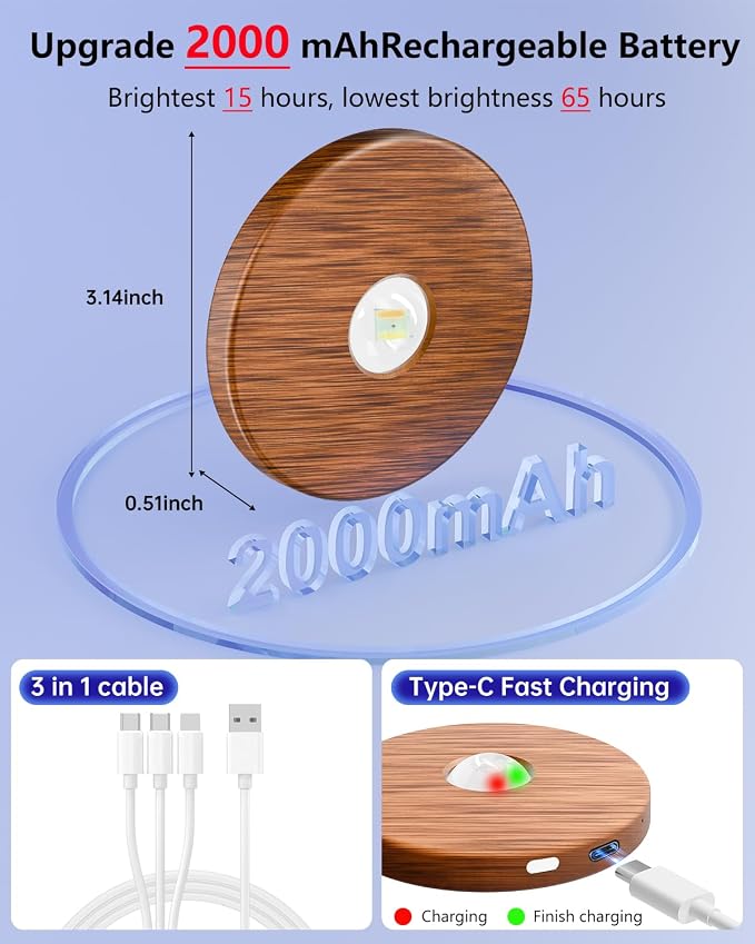Puck lights with remote, 2000mAh rechargeable cabinet light, Under Cabinet - Image 4
