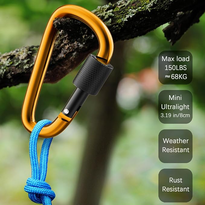 sprookber 3" Locking Carabiners | Keychain Carbineers D Ring Key Clip Spring - Image 5