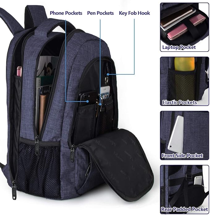 MATEIN Large College Backpack, Sturdy Computer Backpack Fits 17 inch Notebook - Image 6