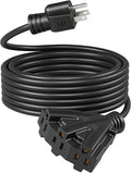 DEWENWILS 25FT Outdoor Extension Cord, Tri-Tap Extension Cord Splitter by DEWENWILS
