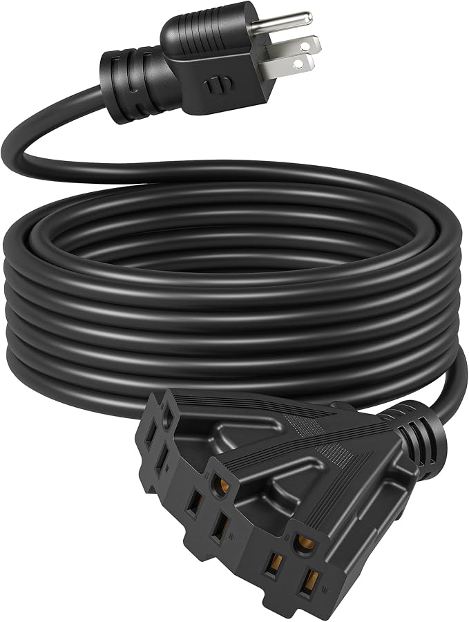DEWENWILS 25FT Outdoor Extension Cord, Tri-Tap Extension Cord Splitter by DEWENWILS