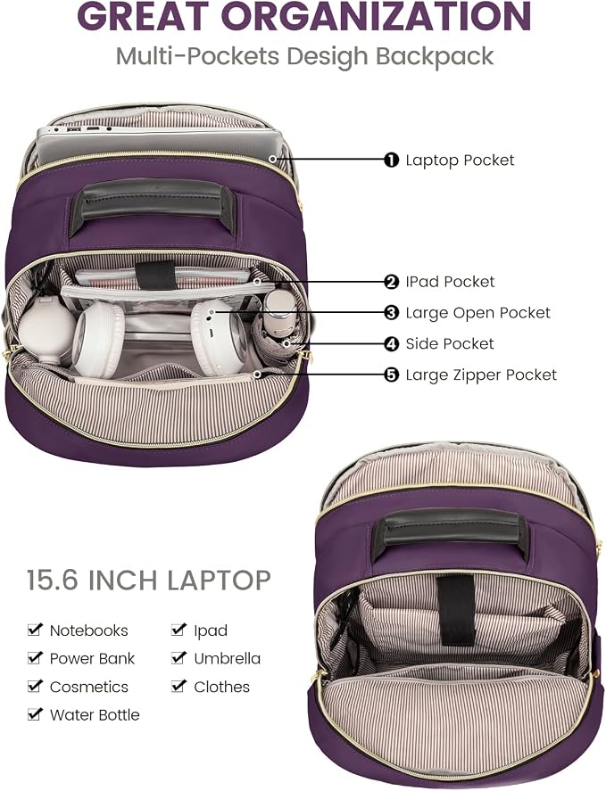 LOVEVOOK Laptop Backpack Purse for Women, Work Travel Computer Bags, College - Image 3