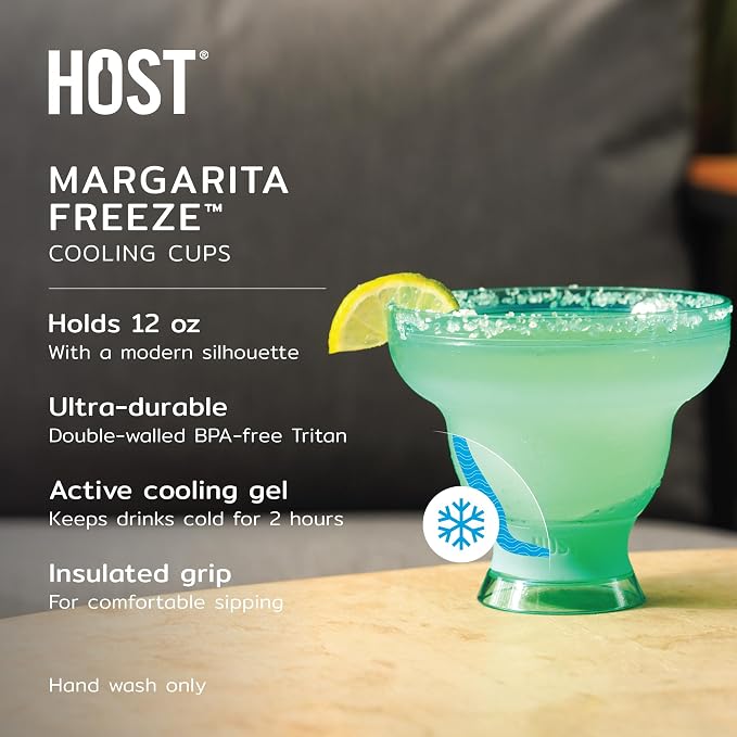 HOST FREEZE Stemless Margarita Glasses, Insulated Plastic Cocktail Glasses - Image 2