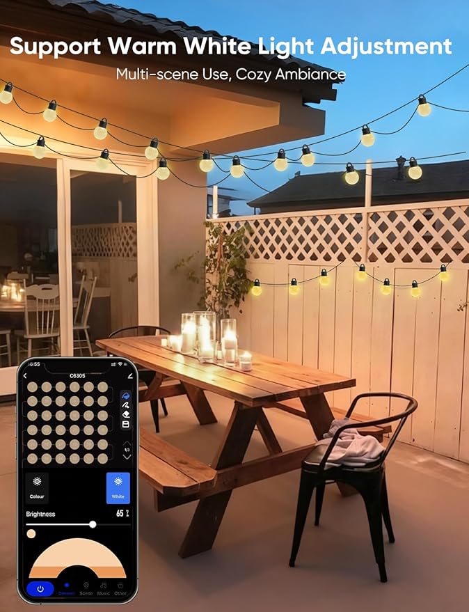 APPECK Outdoor String Lights 150ft, RGBW Color Changing Patio Lights - Image 6