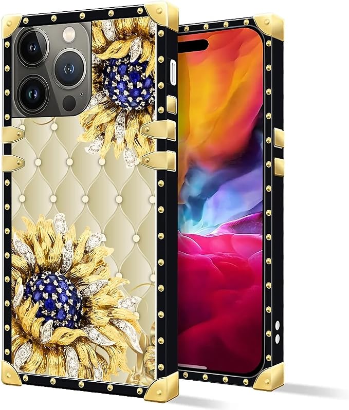 Compatible with iPhone 15 Pro Max Case, Sunflower Diamonds Leather Luxury - Image 2