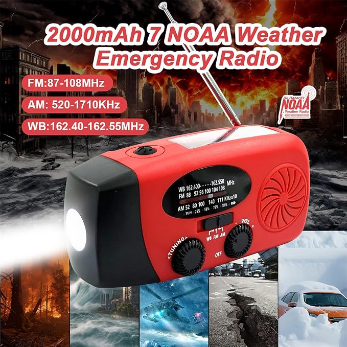 Hand Crank Emergency Radio, AM/FM/NOAA Weather Radio - Image 3