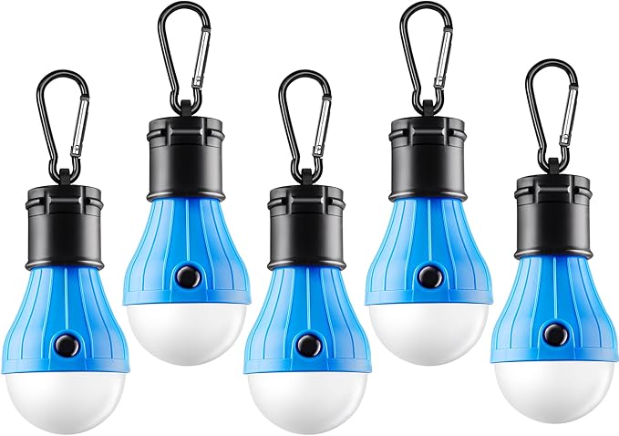 FLY2SKY Tent Lamp Portable LED Tent Lights Blue 5 Packs Hook Hurricane by FLY2SKY