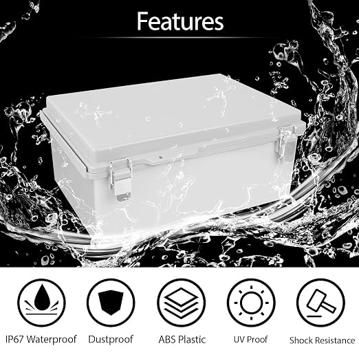LeMotech Electrical Box, IP67 Waterproof Hinged Cover Stainless Steel Latch - Image 3