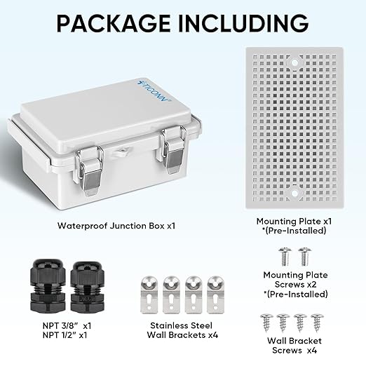 TICONN Outdoor Electrical Box Waterproof, Junction Box IP67 ABS Plastic - Image 6
