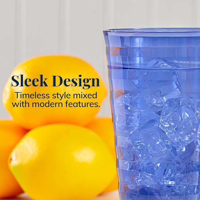 US Acrylic Splash 18 ounce Plastic Stackable Water Tumblers in 4 Coastal Colors - Image 6