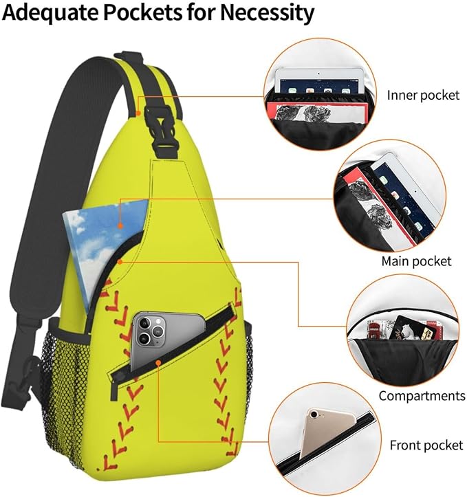 Softball Sling Bag For Women Men Fashion Backpack Crossbody Softball Shoulder - Image 4