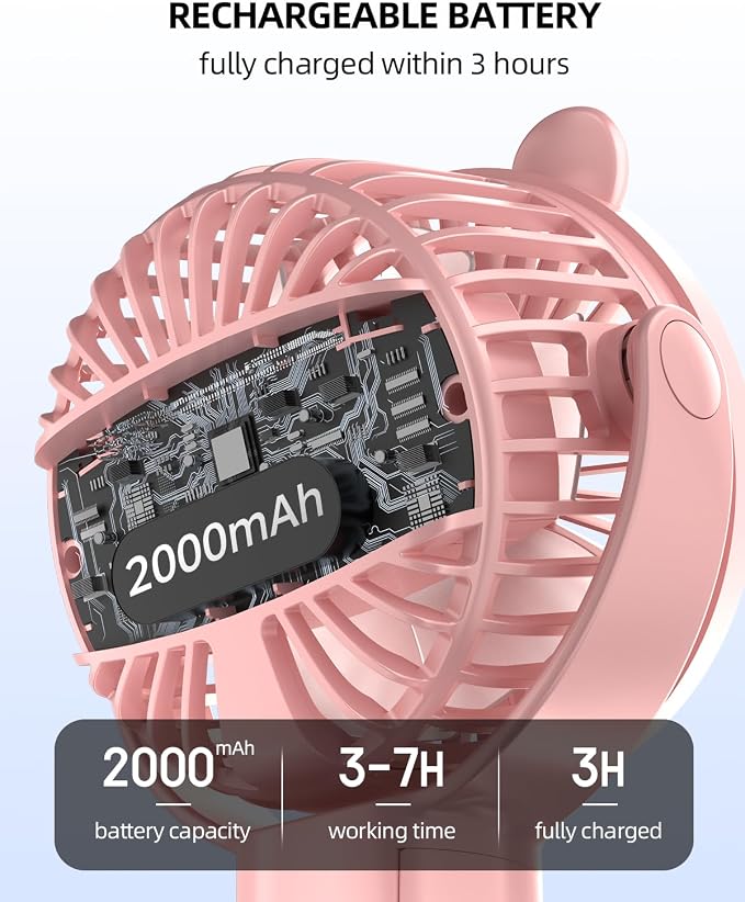 buywoo Portable Stroller Mini Fan, Small Rechargeable Personal Cooler w/ 360° - Image 4