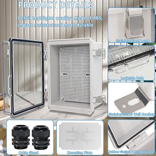 Zulkit Junction Box IP67 Waterproof Electrical Box Hinged Clear Cover Stainless - Image 4
