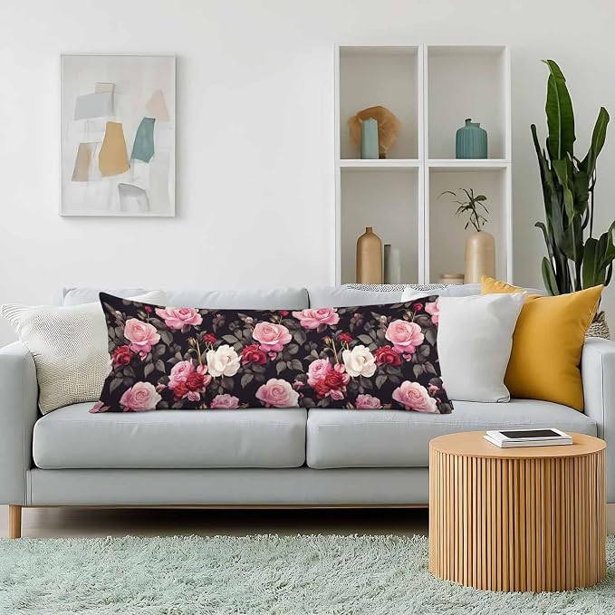 Outdoor Pillows Body Pillow Cover Rose Lumbar Body Pillow Case Protector - Image 2