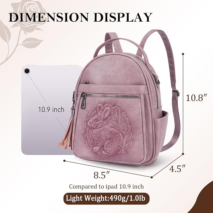 Mini Backpack Purse for Women, Embossed Leather Small Backpack Fashion Travel - Image 3