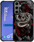 for Samsung Galaxy S24 S25 Plus Case, Entwined Rose Snake Pattern Graphic by FKBRCL4U