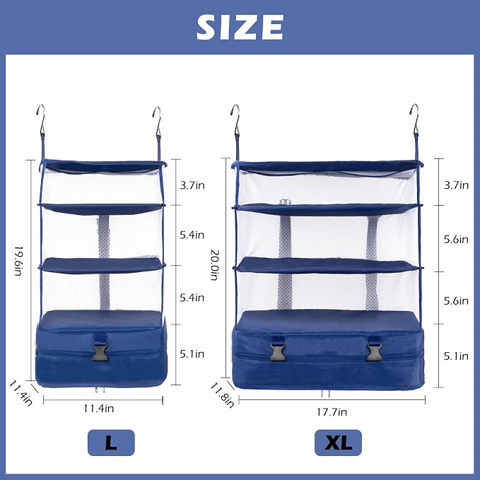 Surblue Hanging Closet Storage Bag Collapsible 3-Shelf Washable Oxford Fabric - Image 5