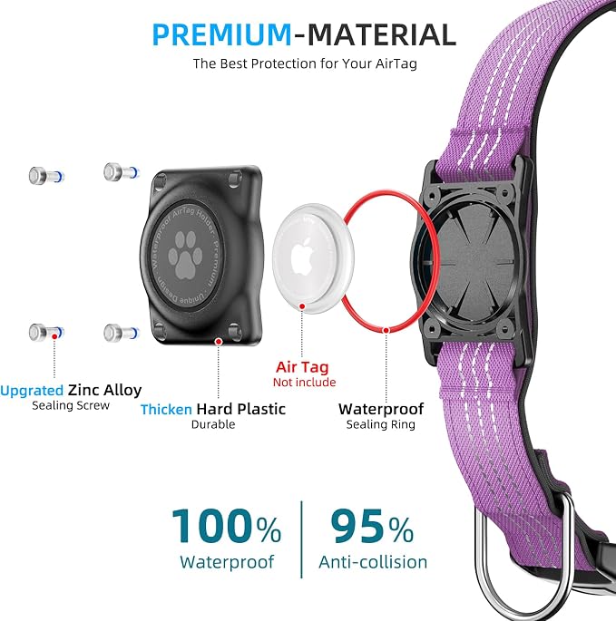 Upgraded AirTag Dog Collar, IP68 Waterproof Air Tag Dog Collar Holder, - Image 3
