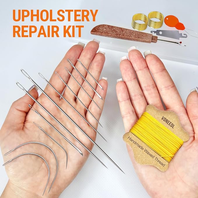Upholstery Repair Kit: Waxed Sewing Thread & Heavy Duty Needles - Image 2