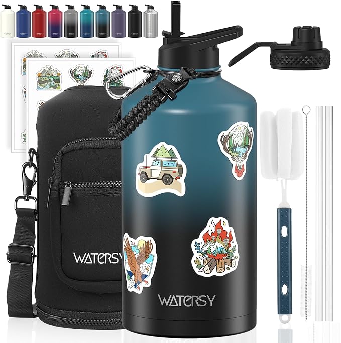 1 Gallon Water Bottle Insulated, BPA Free&Leak Proof, 128oz Stainless Steel by Watersy
