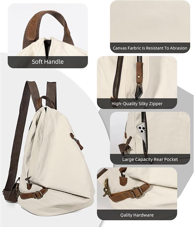 KL928 Canvas Vintage Backpack – Large Casual Daypack Outdoor Travel Rucksack - Image 3