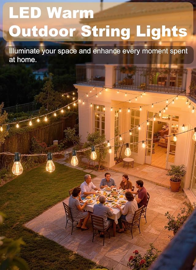 50FT Outdoor String Lights Waterproof, 20+1 Shatterproof S11 LED Bulbs - Image 9