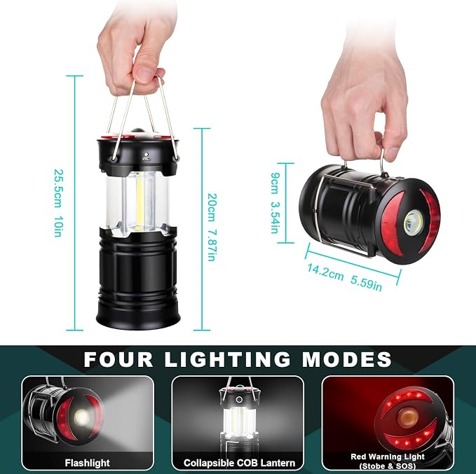 2 Pack Camping Lanterns Camping Accessories USB Rechargeable and Battery - Image 3