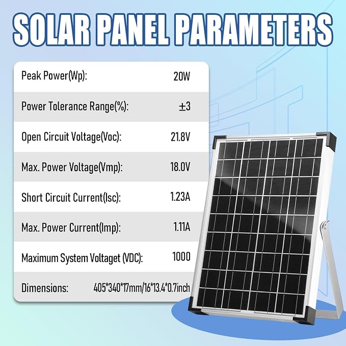 20W 12V/24V Solar Panel Kit, Monocrystalline Solar Battery Trickle Charger - Image 5