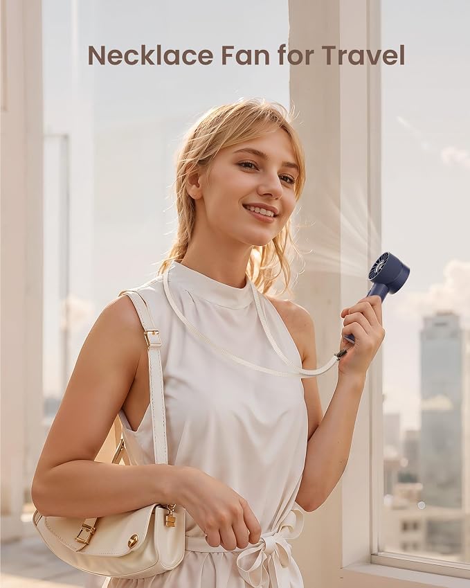 Navy Blue Rechargeable Mini Handheld Turbo Fan - Image 6