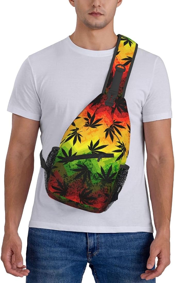 Marijuana Leaves Sling Bag For Women Men Fashion Print Backpack Crossbody - Image 7