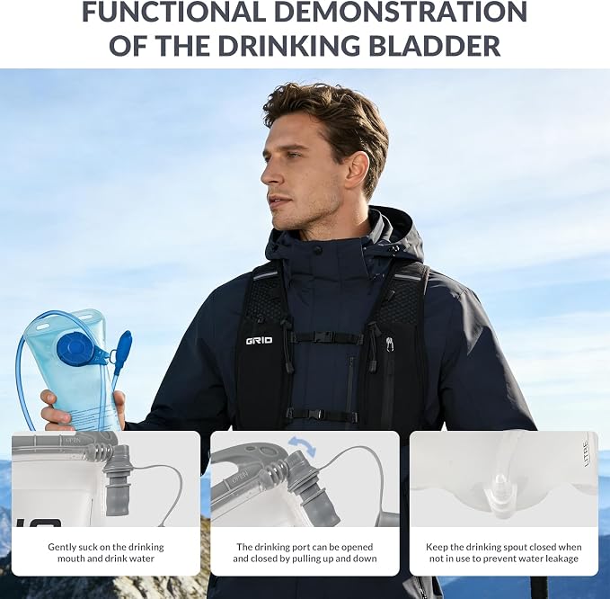 GRIO Hydration Running Vest for Women Men, Water Backpack for Hiking, - Image 6