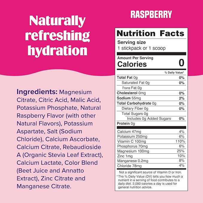 Ultima Replenisher Daily Electrolyte Powder – Raspberry, 20 Stickpacks – Zero - Image 3