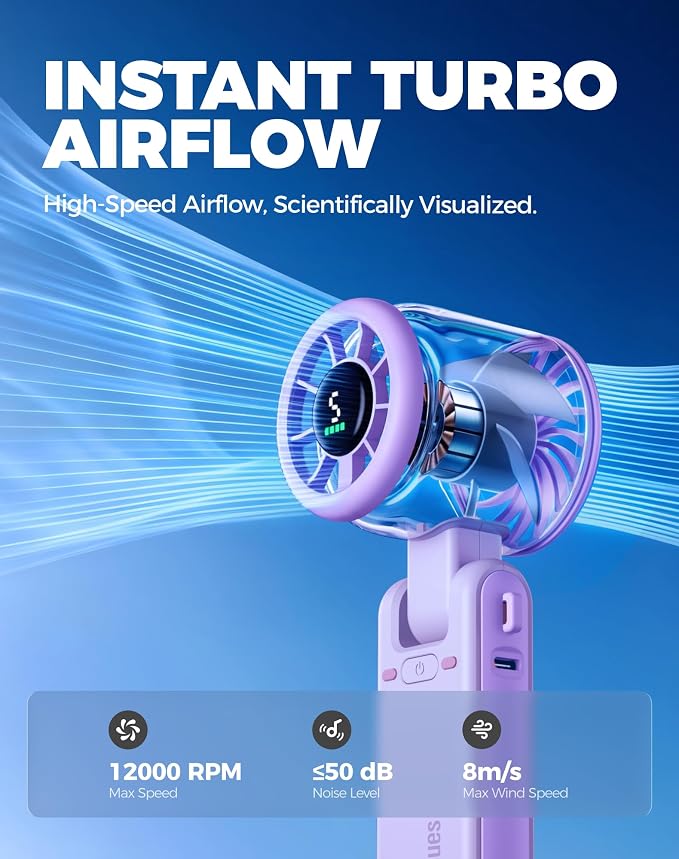Diveblues Portable Handheld Turbo Fan, 5 Gear Wind, Battery Operated, 3 IN 1 - Image 7