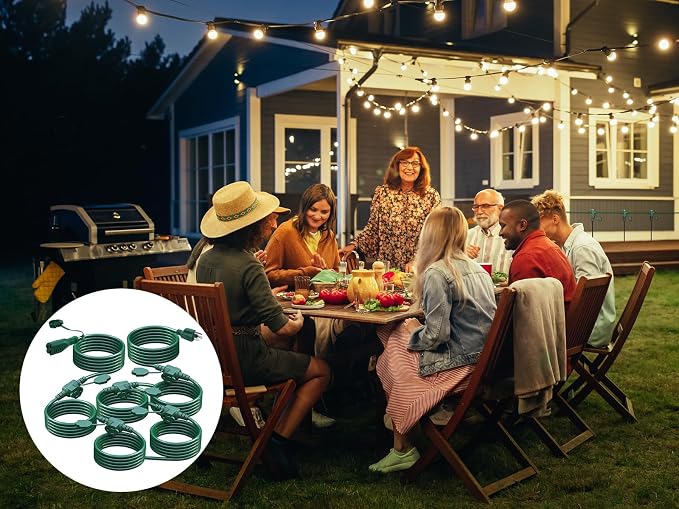 50Ft Outdoor Extension Cord Multiple Plugs- Evenly Spaced 6 Outlets Plugs - Image 5
