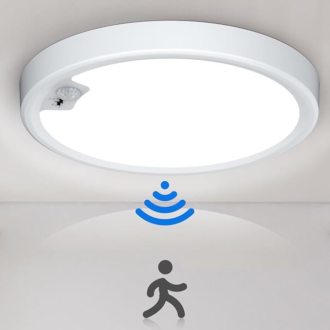 Motion Sensor Ceiling Light Wired, LED Flush Mount Ceiling Light Fixture by KEPLUG